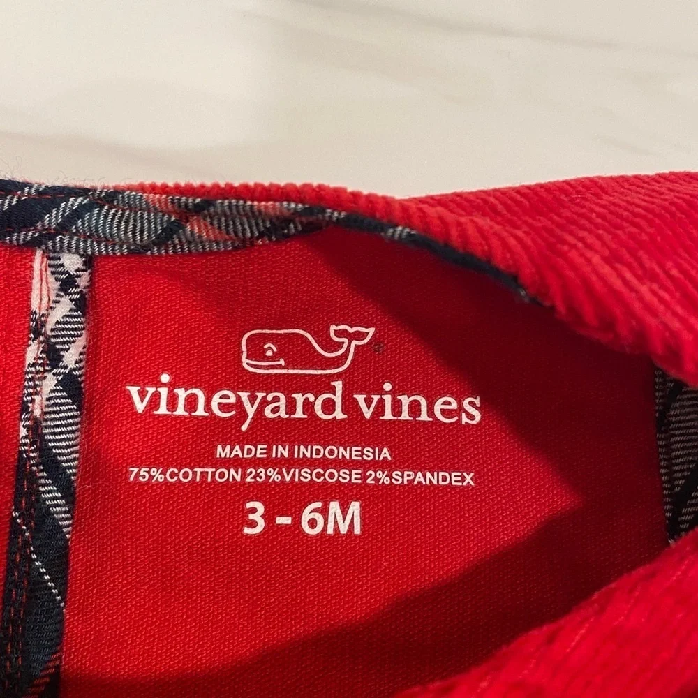 Vineyard Vines infant red corduroy overalls